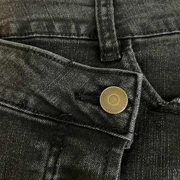 Chelsea & Violet Asymmetrical Black Denim Button Fly Distressed Skirt - Small - Picture 3 of 7